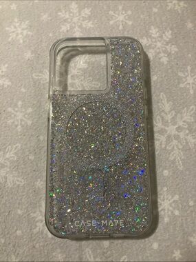 case-mate iPhone 15 Pro Silver Glitter Holographic MagSafe Phone Case